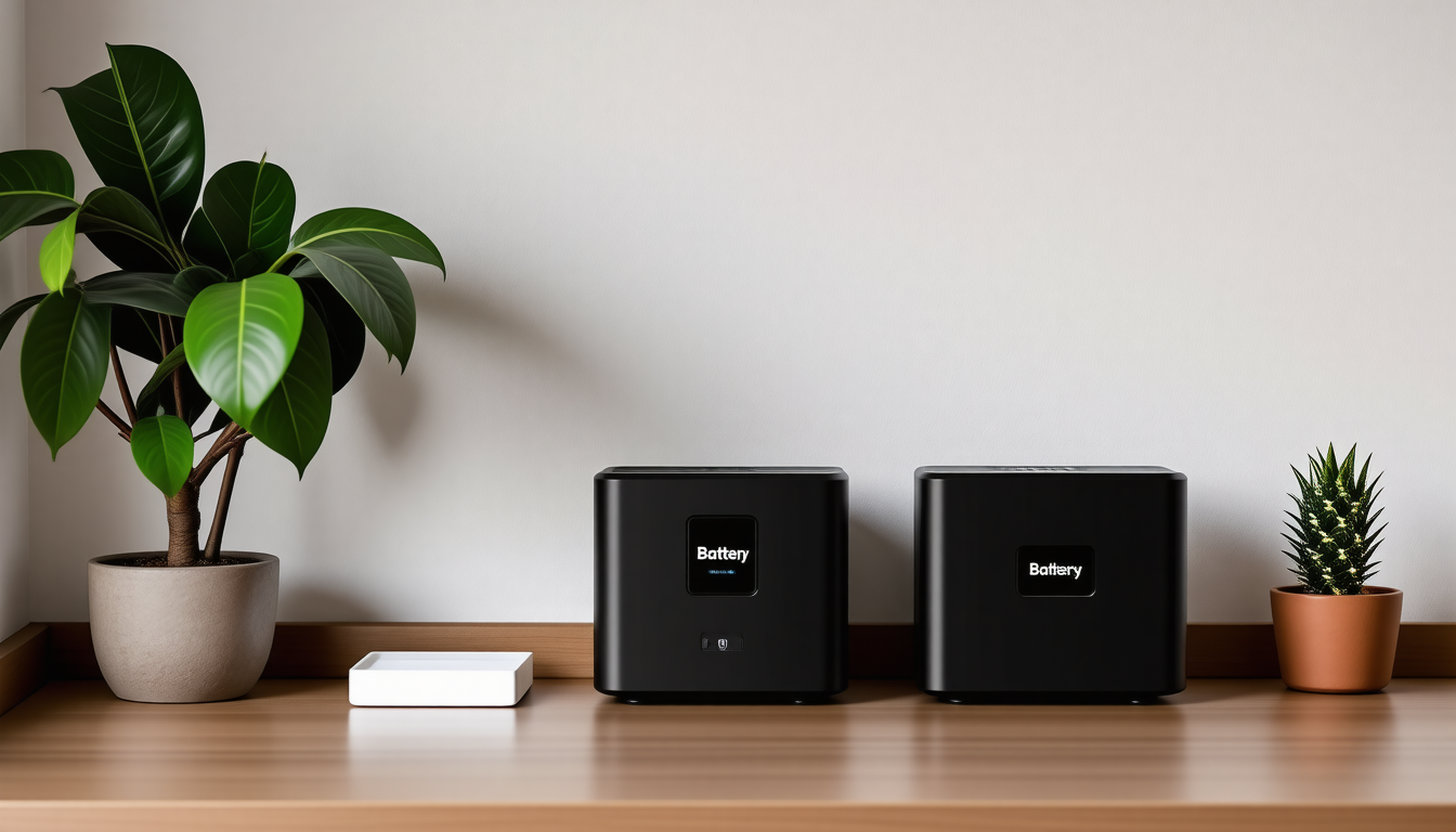 A tidy modern home interior with a battery backup powering everyday d… for battery rejuvenator