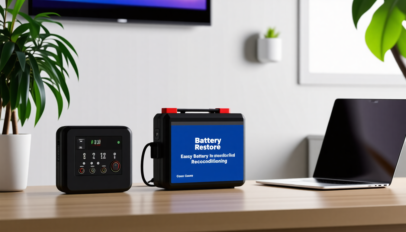 A tidy modern home interior with a battery backup powering everyday d… for battery restore liquid